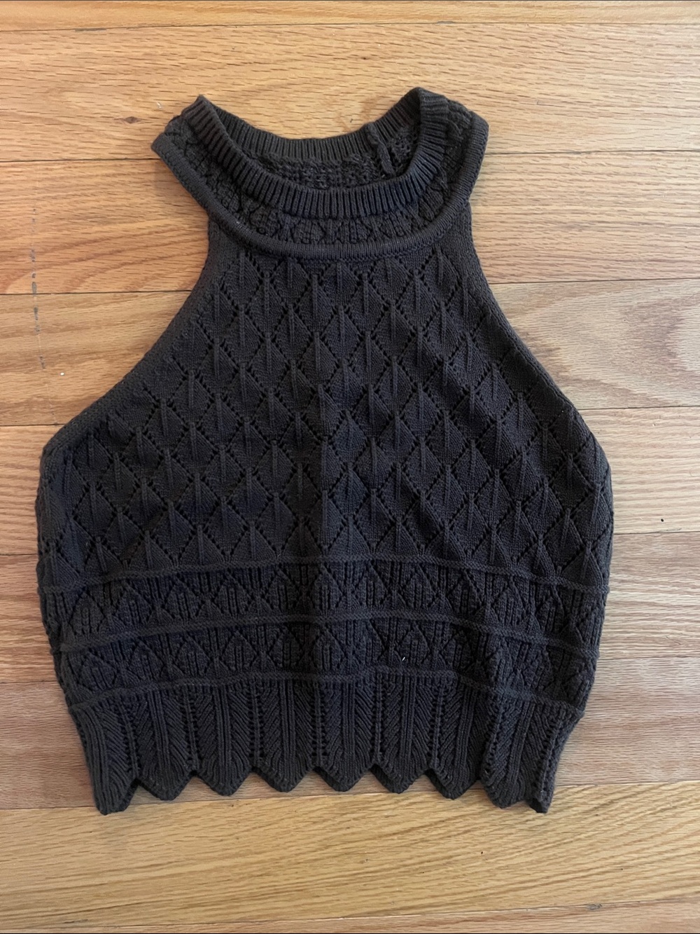 Textured Knit Halter Crop Top
